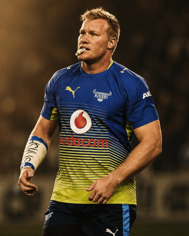 Renaldo Bothma, founder of Octa Body, on the field in a Bulls jersey